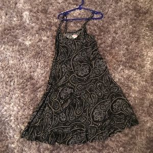 black and gray paisley tiered dress